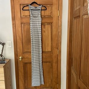 Vince stripes white/grey long dress racerback size xxs. Used.